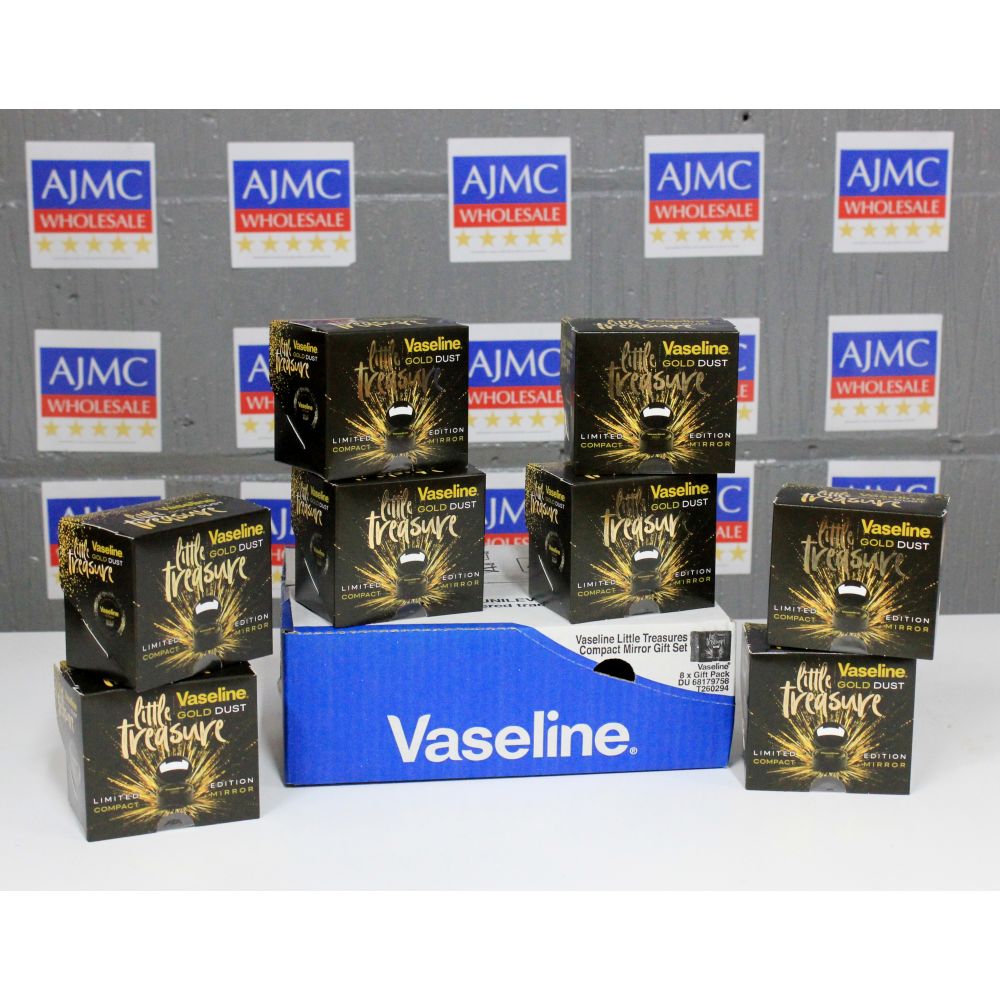 8x Vaseline Gold Dust Little Treasures Limited Edition: Lip Therapy Gold Dust + Compact Mirror, 2pc