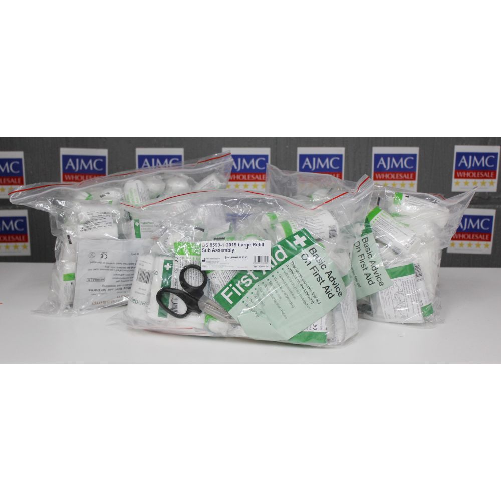 3x Workplace Safety First Aid Kit Large Refill – BS 8599-1:2019 Compliant