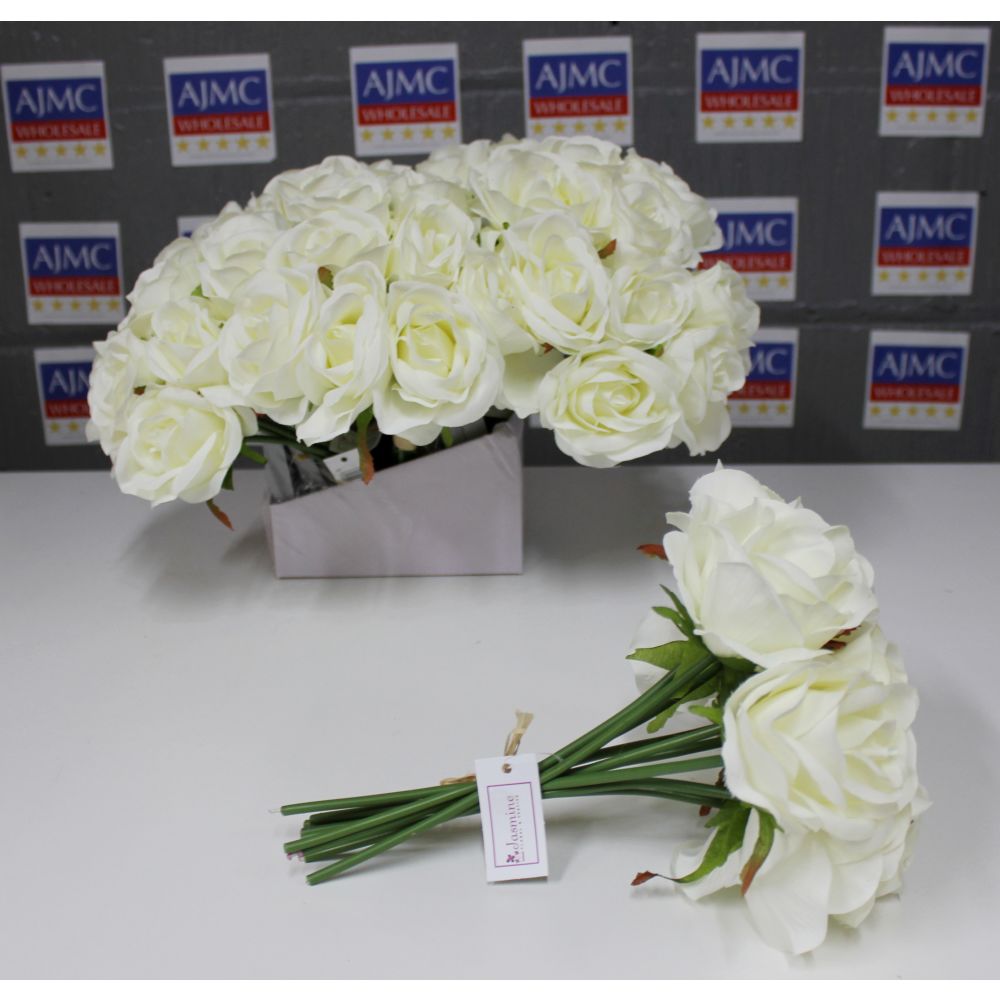 6x Large Rose Bundle (9pcs of Roses per Bundle) – 27cm, Ivory