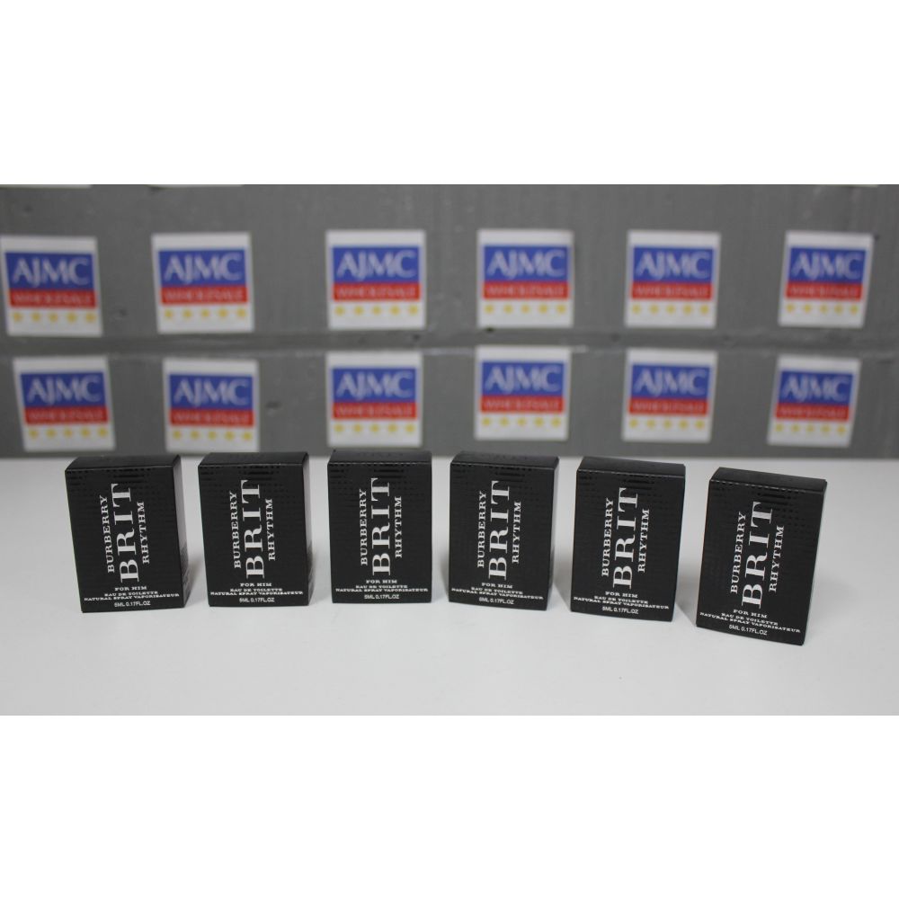 6x Burberry Brit Rhythm for Men Eau de Toilette, 5ml Mini Fragrance