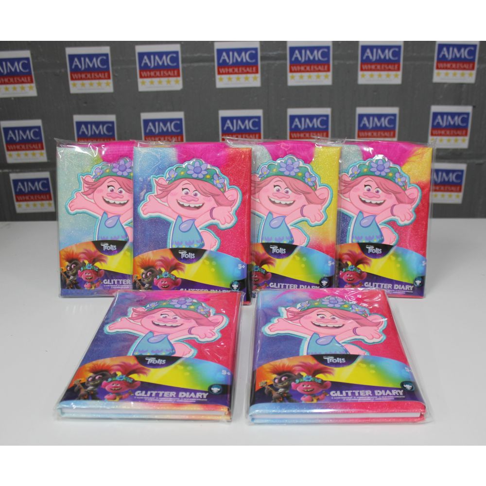 6x Trolls 2 Glitter Diary Notebook Stationery