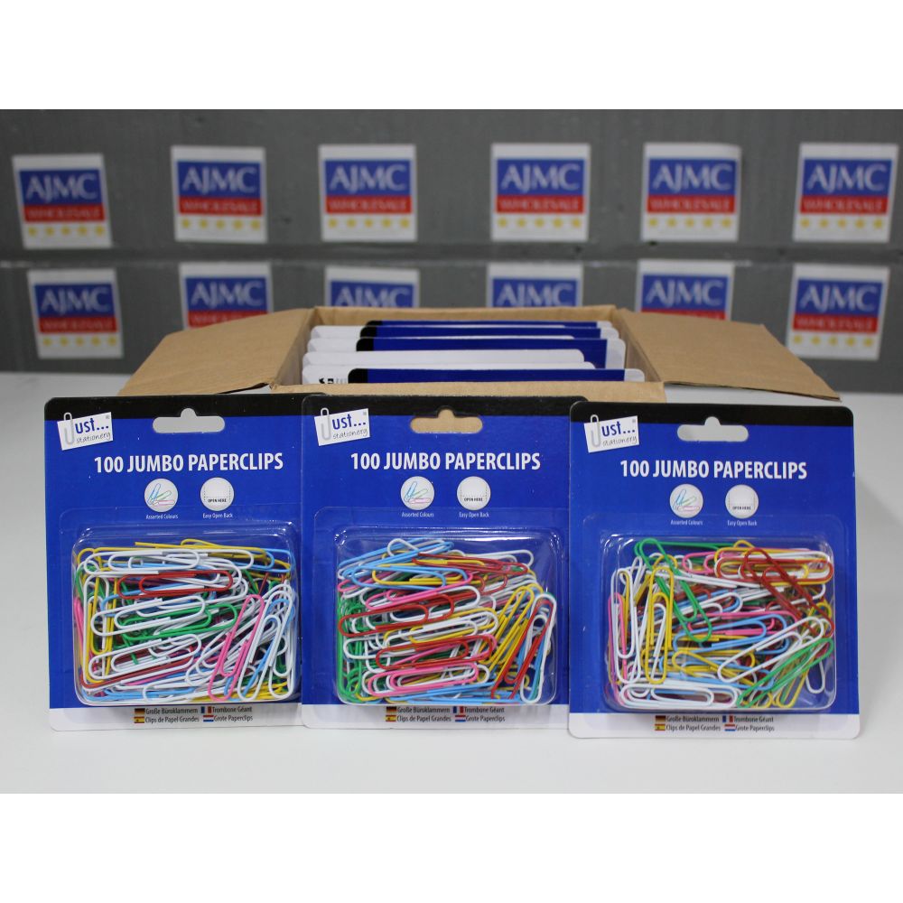 12x Tallon Jumbo Paper Clips - 100pcs School Office Stationery Supplies