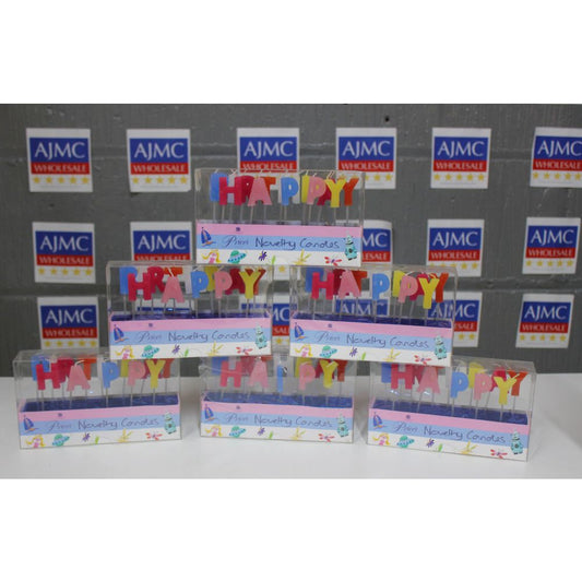 6x Price's Novelty Happy Birthday Candles Party Candle, Assorted Colours