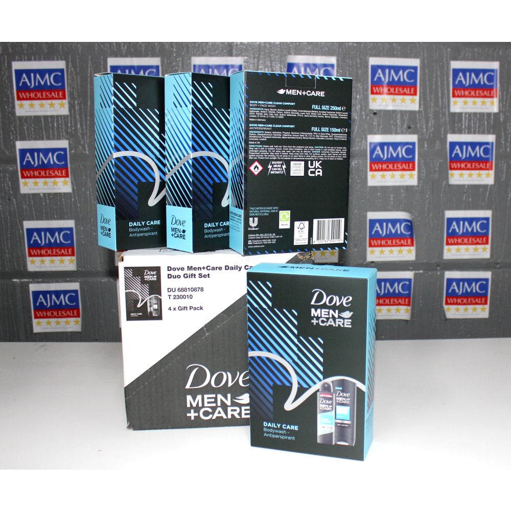 4x Dove Men+Care Daily Care Duo Gift Sets for Men: Body Wash + Antiperspirant