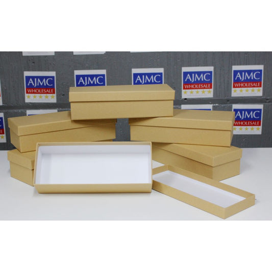6x Premium Gift Box with Lid – Multipurpose Storage Organiser – Large, Kraft – 60x90x240mm