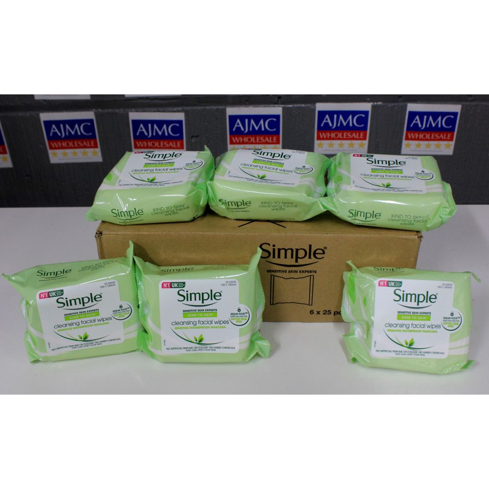 6x Simple Cleansing Facial Wipes – 25s