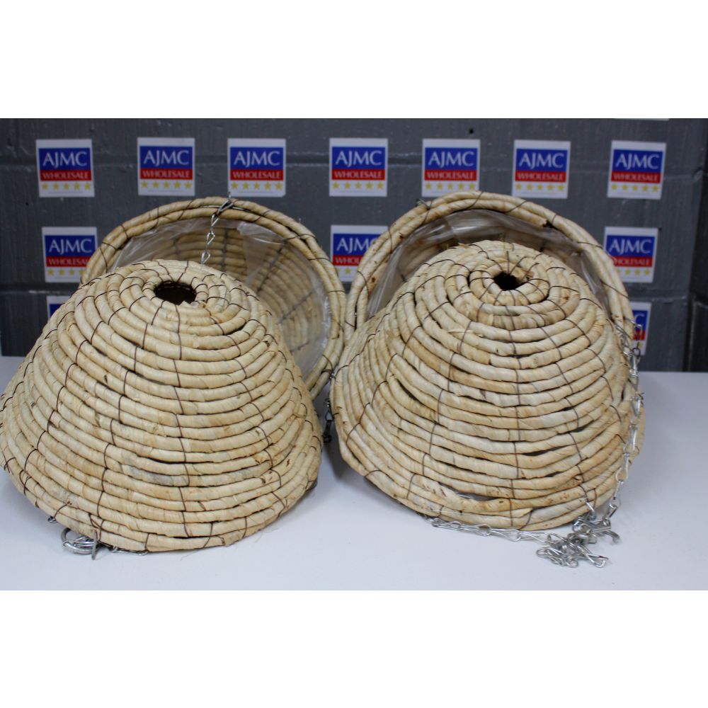 4x Round Bamboo Twig Home Décor Hanging Storage Basket – 12-inch
