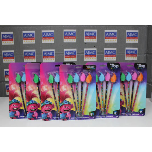 6x Trolls 2 World Tour Pencils With Design Toppers