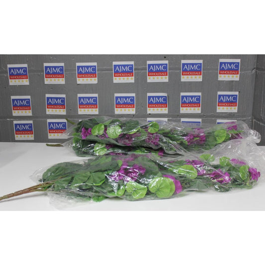 3x Trailing Geranium Artificial Flowers - Purple