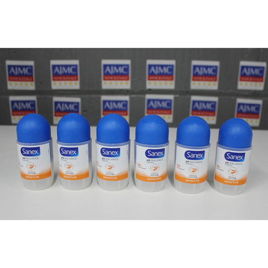 6x Sanex Roll On pH Balance Dermo Sensitive Anti-Perspirant Deodorant, Body Care