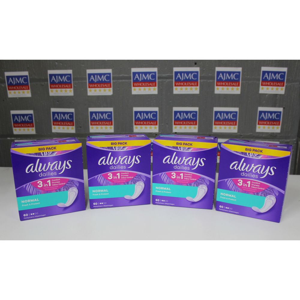 4x Always Dailies Pantyliners Normal, 3 in 1 Fresh & Protect, Big Pack