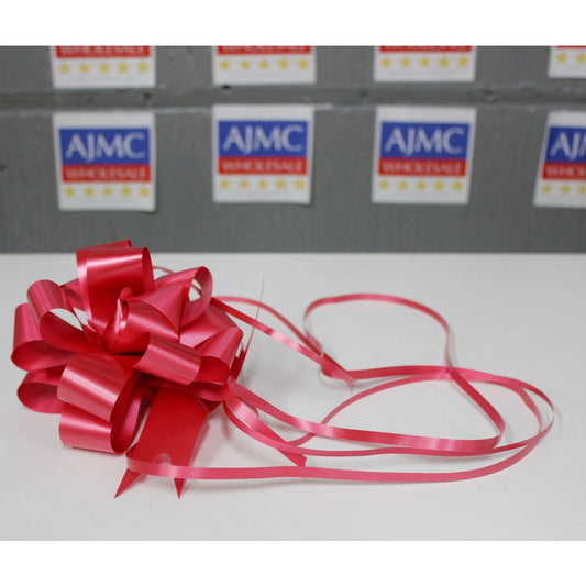 6x Poly Ribbon Bow Pull Up Small Red 30mm for Flower Bouquet Design