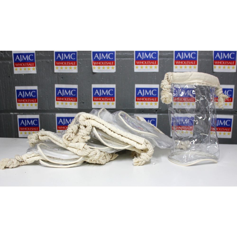 10x Plastic Round Bags with Rope Drawstrings