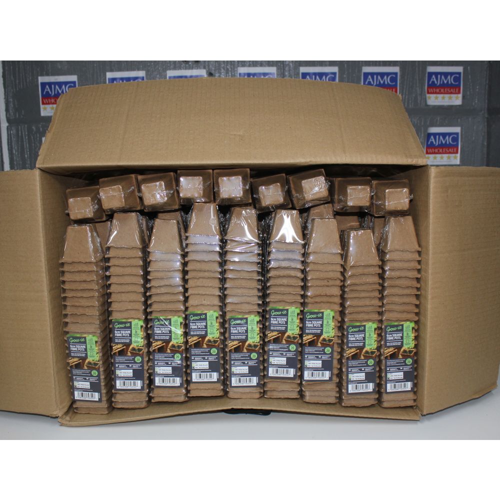 6x or 54x Grow-It 6cm Square Fibre Pots Biodegradable Wood Pulp 20-Pack
