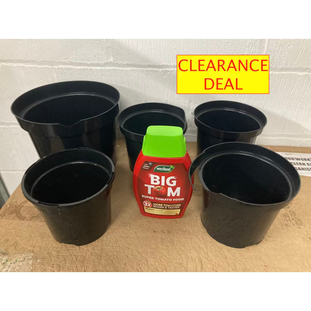 Clearance Deal: 5 Plant Pots + Big Tom Tomato Plant Food